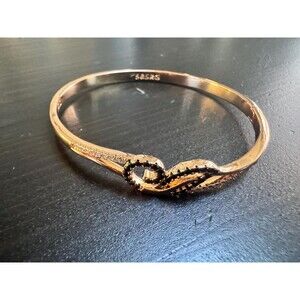 585 14K RG Rolled Gold Stamped Black Crystal Zircon Infinity Love Hinged Bangle